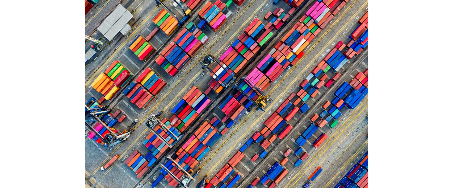 Aerial view of colorful container yard